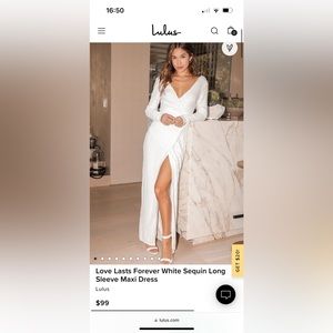Lulus white sequin long sleeve dress